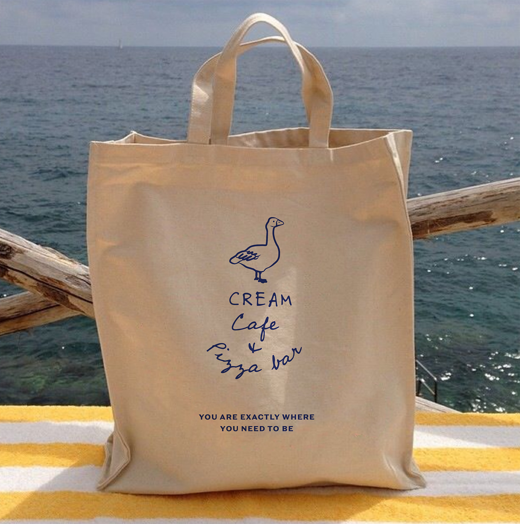 Cream cafe tote